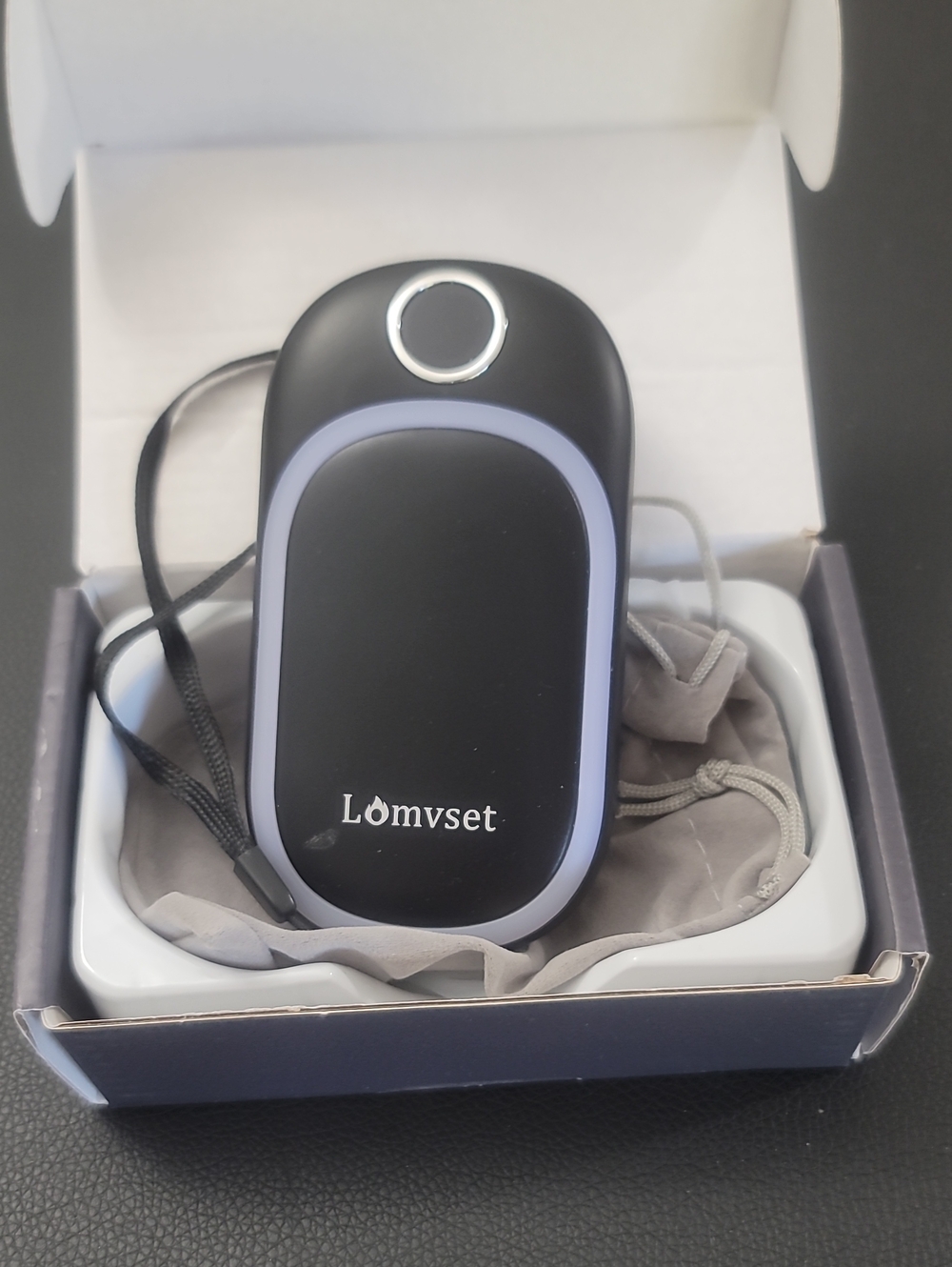 Lomvset Portable Black Hand Warmer with Lavender Accent